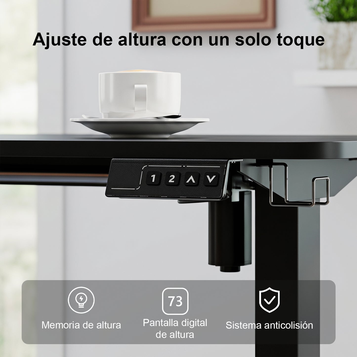 Escritorio Eléctrico de Pie, Escritorio de Pie de Altura Ajustable Negro