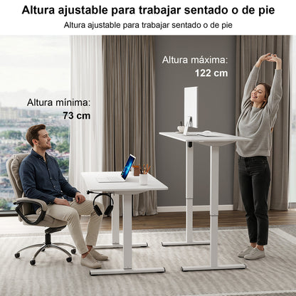 Escritorio Eléctrico de Pie, Escritorio de Pie de Altura Ajustable Blanco