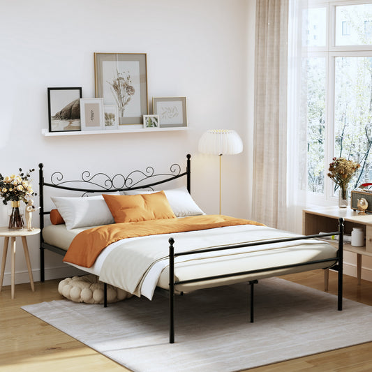 Cama Doble Armazón de Cama de Metal de fácil Montaje con cabecera y pie de Cama