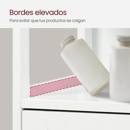 Gabinete de Piso de Almacenamiento de Baño Independiente con Puerta de Persiana Doble y Estante Ajustable Blanco