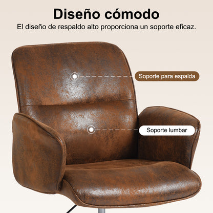 Silla Cruzada, Silla de Oficina Ergonómica con Respaldo Medio y Reposabrazos Marrón