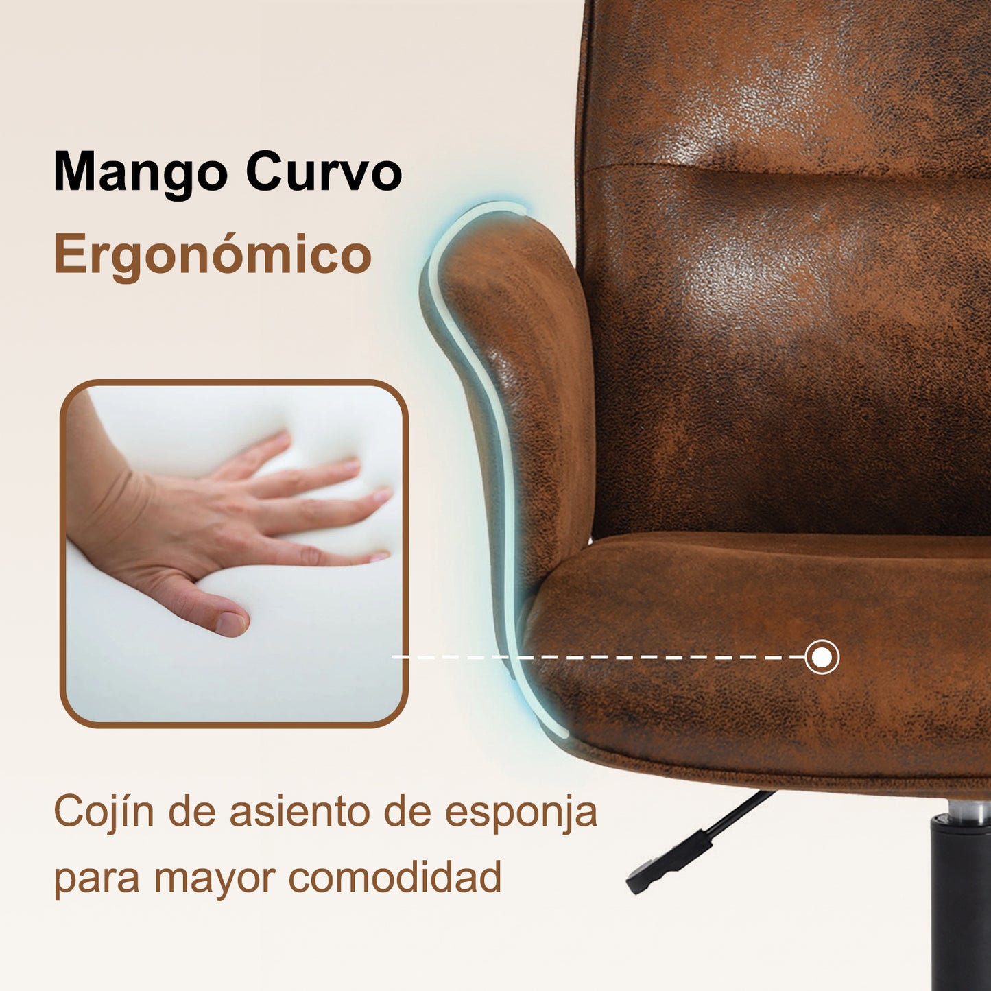 Silla Cruzada, Silla de Oficina Ergonómica con Respaldo Medio y Reposabrazos Marrón