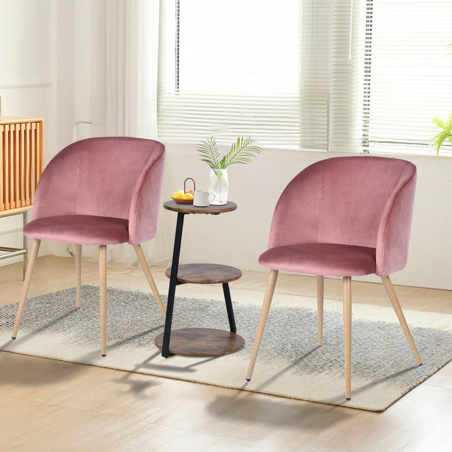 Juego de 2 sillas de Comedor para Cocina Rosa