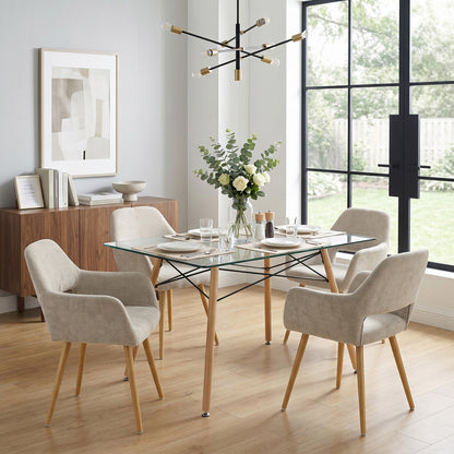 Mesa de Comedor Rectatangular con Cubierta de Cristal Templado