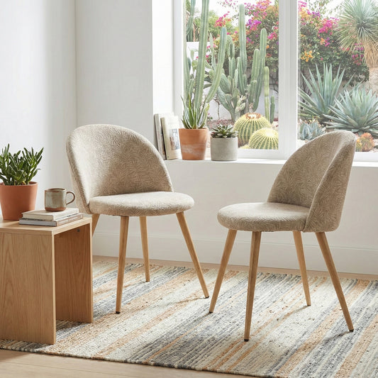 Cyber FurnitureR Juego de 2 Sillas de Comedor Beige