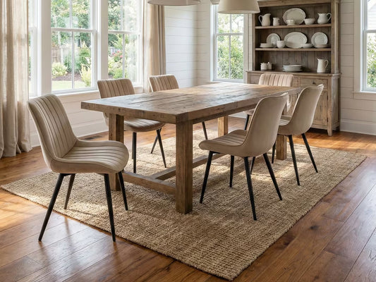 Cyber FurnitureR Juego de 2 Sillas de Comedor Beige