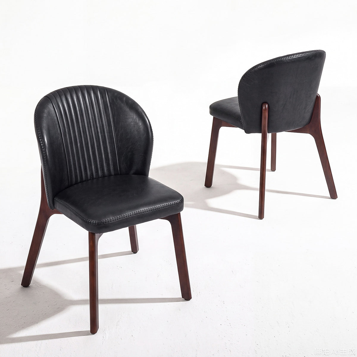 Juego de 2 Sillas para Comedor Tapizadas en Piel Sintética PU Color Negro