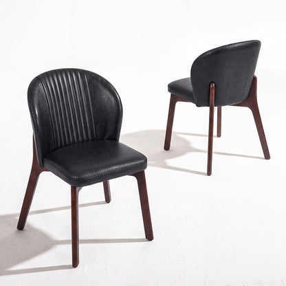 Juego de 2 Sillas para Comedor Tapizadas en Piel Sintética PU Color Negro