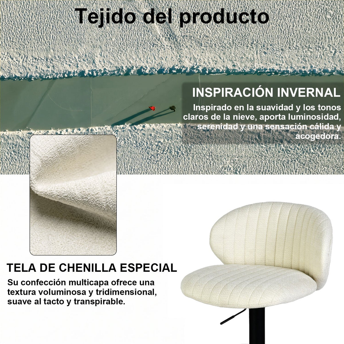 Juego de 2 Bancos para Barra Ajustables y Giratorios Beige - imagen 6