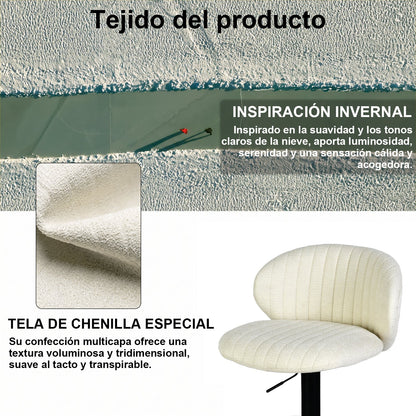 Juego de 2 Bancos para Barra Ajustables y Giratorios Beige - imagen 6