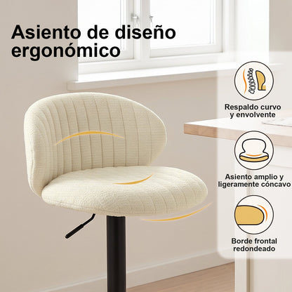 Juego de 2 Bancos para Barra Ajustables y Giratorios Beige - imagen 5