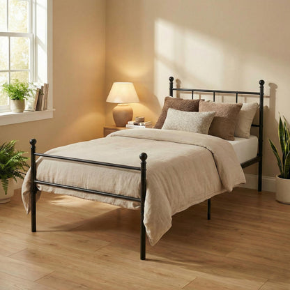 Cama Twin Armazón de Cama de Metal de fácil Montaje con cabecera y pie de Cama