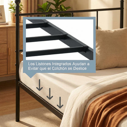 Cama Twin Armazón de Cama de Metal de fácil Montaje con cabecera y pie de Cama