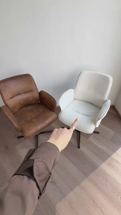 Silla Cruzada, Silla de Oficina Ergonómica con Respaldo Medio y Reposabrazos Marrón