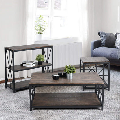 Mesa de Centro Estilo Industrial con Estante de Almacenamiento para Sala de Estar