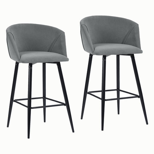 Conjunto de 2 Sillas de Bar con Asiento Tapizado Gris