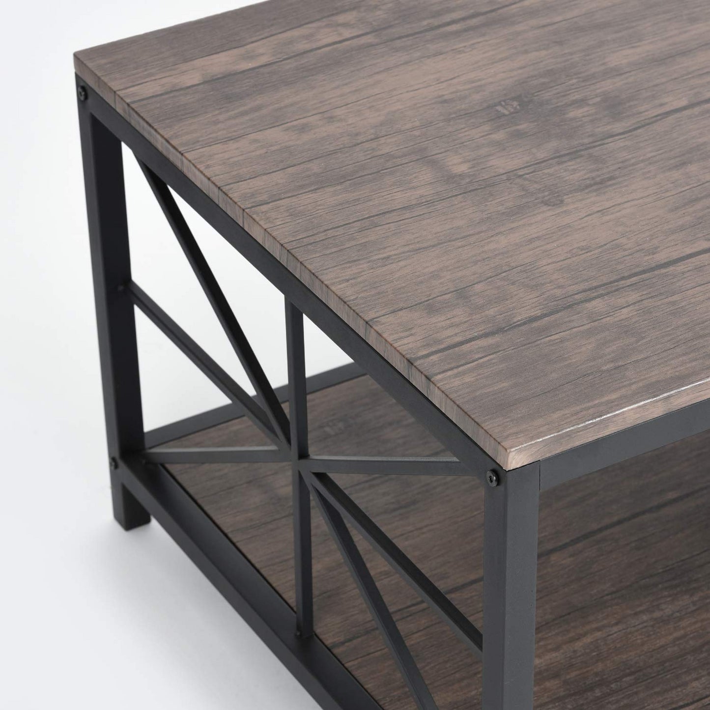 Mesa de Centro Estilo Industrial con Estante de Almacenamiento para Sala de Estar