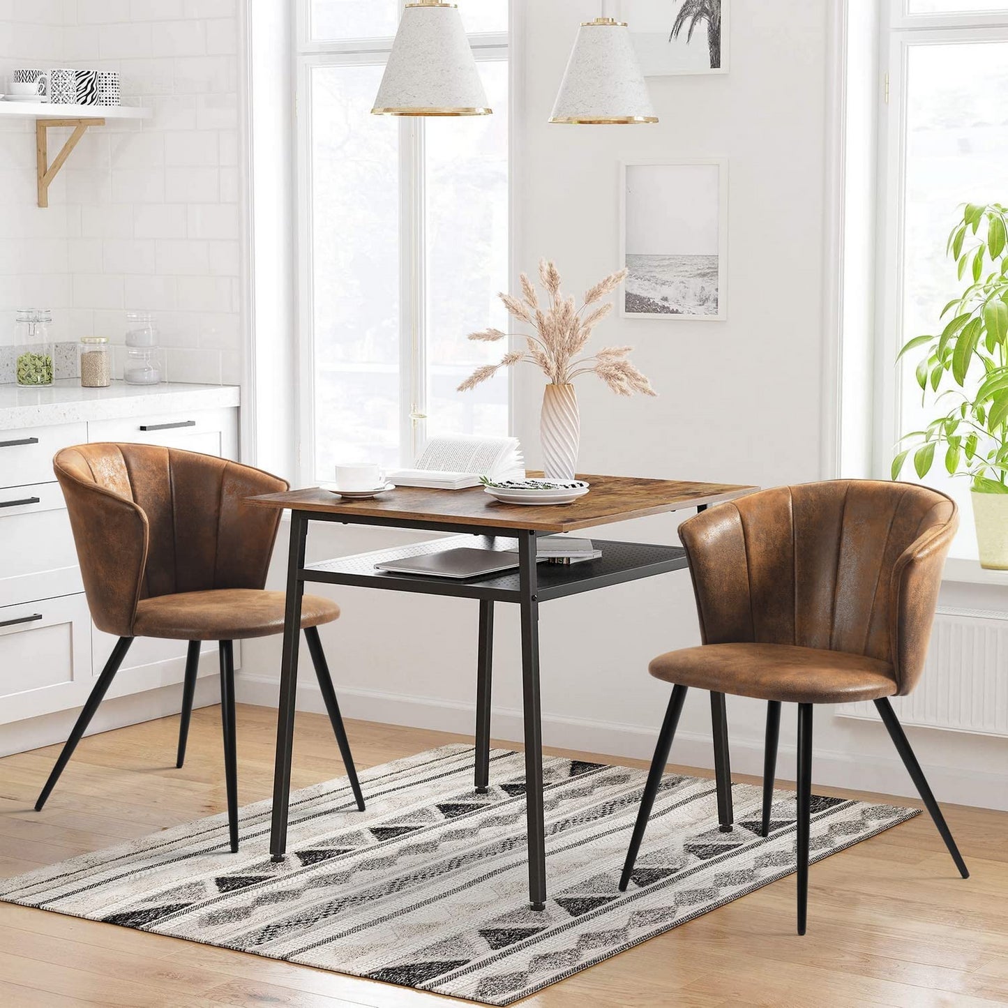 Set de 2 Sillas Vintage Modernas Tapizadas en Suede Café