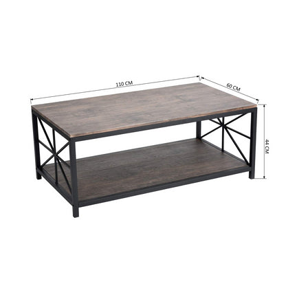 Mesa de Centro Estilo Industrial con Estante de Almacenamiento para Sala de Estar
