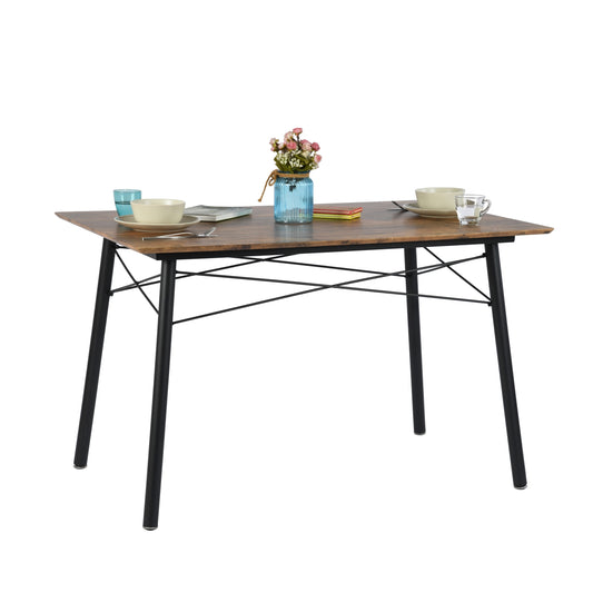 Mesa de Comedor Vintage Rectangular 120 cm Cubierta Enchapada con Melamina Rústica Café
