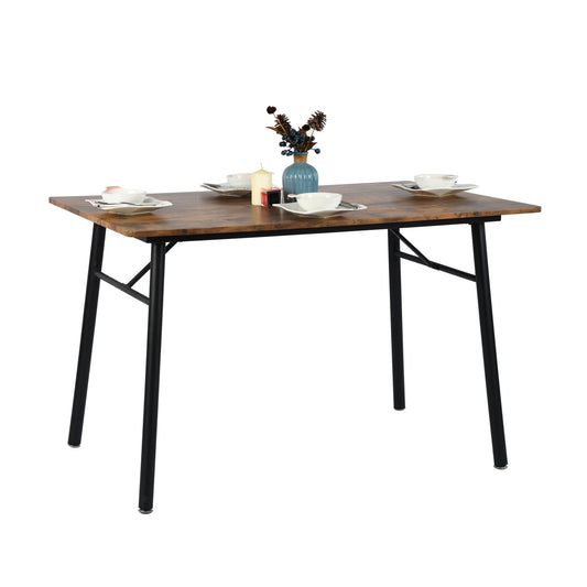 Mesa de Comedor Rectangular con Marco de Acero Resistente Vintage Marrón