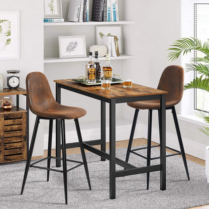 Set de 2 Bancos Altos para Barra de Cocina o Bar con Diseño Ergonómico Uso Interior Tapizado PU Café