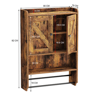 Mueble de Baño Montado en la Pared con 2 Estantes y 2 Toalleros Marrón Rústico