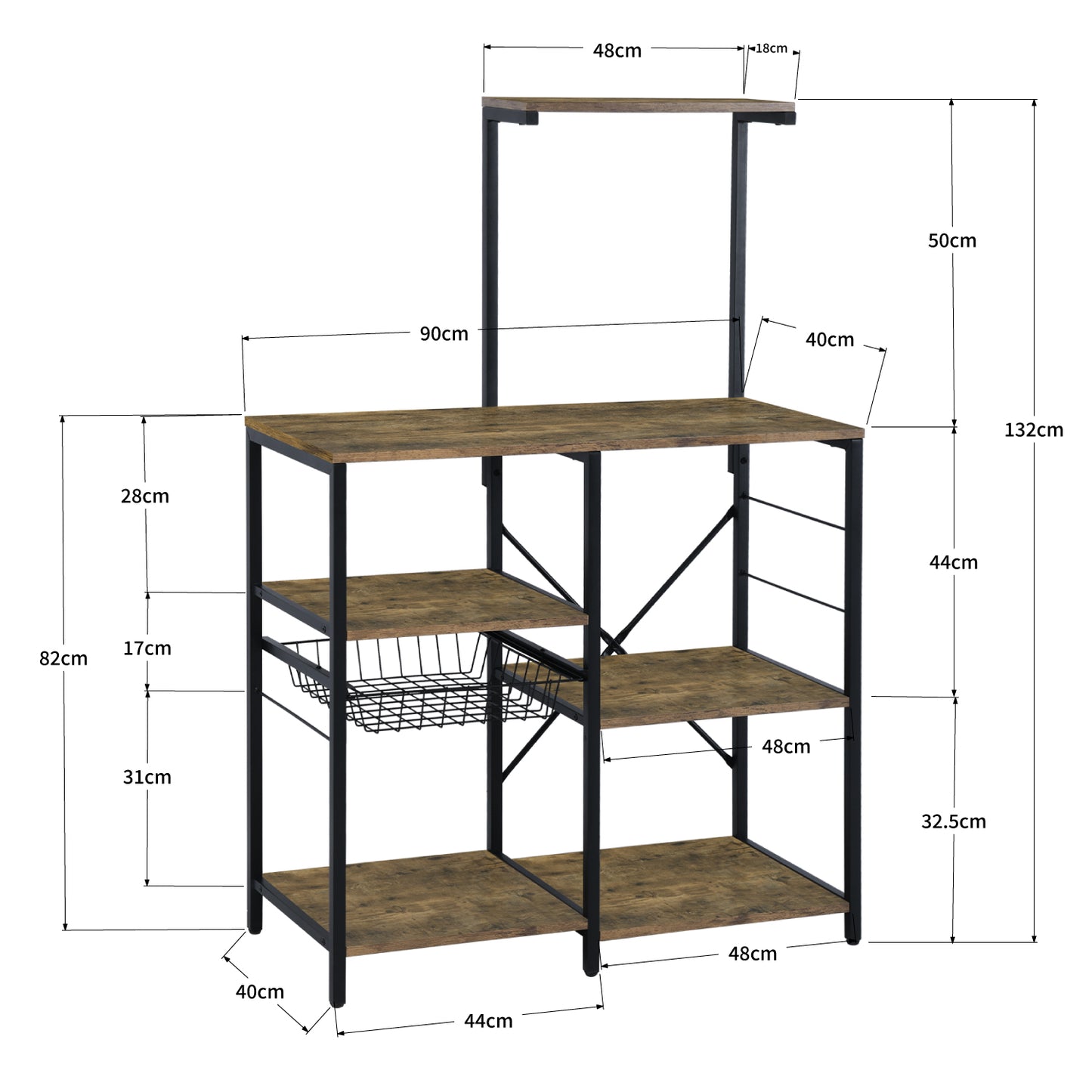 Estante de Cocina para Panadería, Barra de Café Marrón