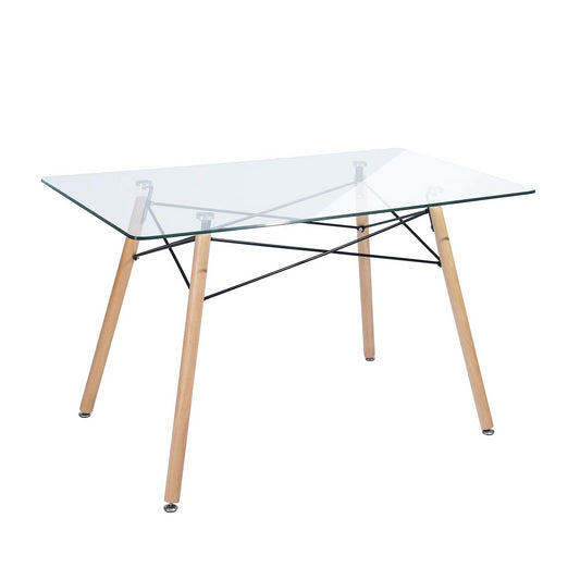 Mesa de Comedor Rectatangular con Cubierta de Cristal Templado