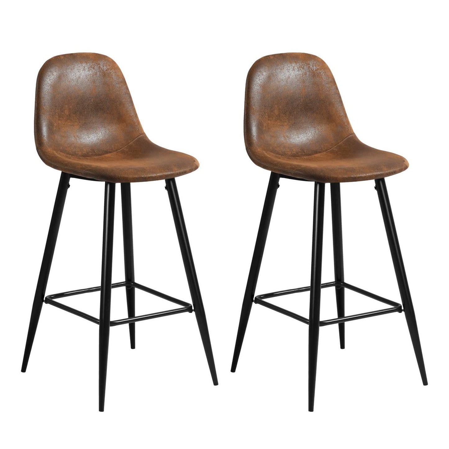 Set de 2 Bancos Altos para Barra de Cocina o Bar con Diseño Ergonómico Uso Interior Tapizado PU Café