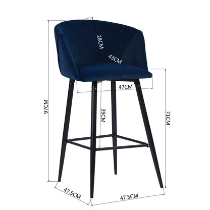 Conjunto de 2 Sillas de Bar con Asiento Tapizado Azul