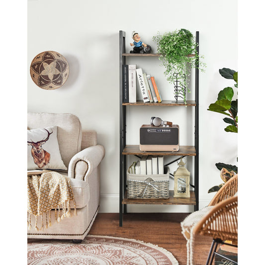 Estantería de Escalera, Estantería de 4 Niveles, Estantes de Almacenamiento, Baño, Sala de Estar