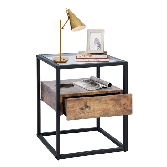 Mesa Auxiliar De Vidrio Templado, Mesita De Noche