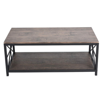 Mesa de Centro Estilo Industrial con Estante de Almacenamiento para Sala de Estar
