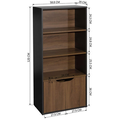 Estantería de Exhibición Independiente Estantería de 3 Niveles con 2 Puertas Negro